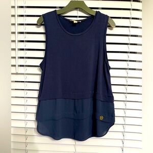 Sleeveless Navy Layered Blouse Size Large excellent condition